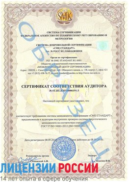 Образец сертификата соответствия аудитора №ST.RU.EXP.00006191-3 Муром Сертификат ISO 50001